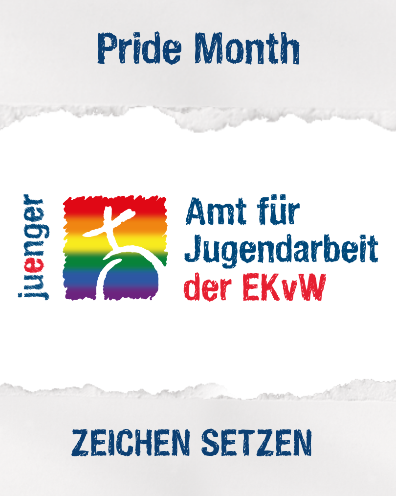 Grafik zum Pride Month: juenger und das Amt für Jugendarbeit der EKvW setzen ein Zeichen für Vielfalt.