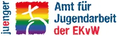 Logo Amt für Jugendarbeit mit Kugelkreuz in Regenbogenfarben